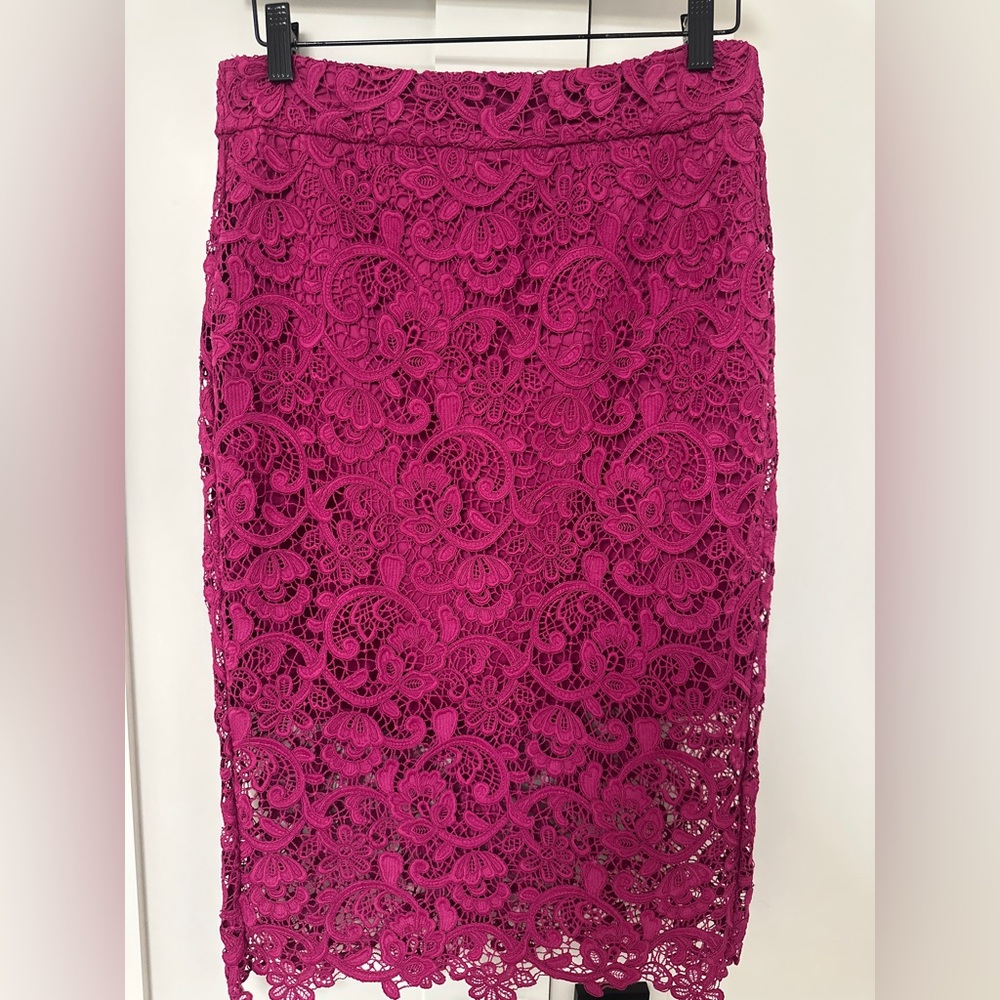 Marciano Magenta Floral Lace Pencil Skirt